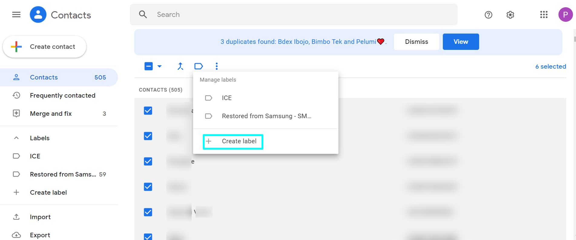 how to create an email group in Gmail: tap create label