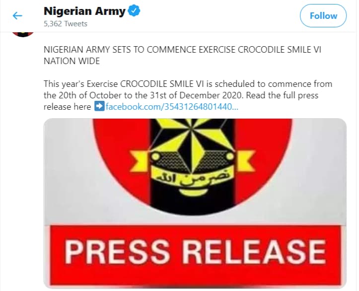 #EndSARS: Nigerian Army to begin operation Crocodile Smile as Anonymous targets its website