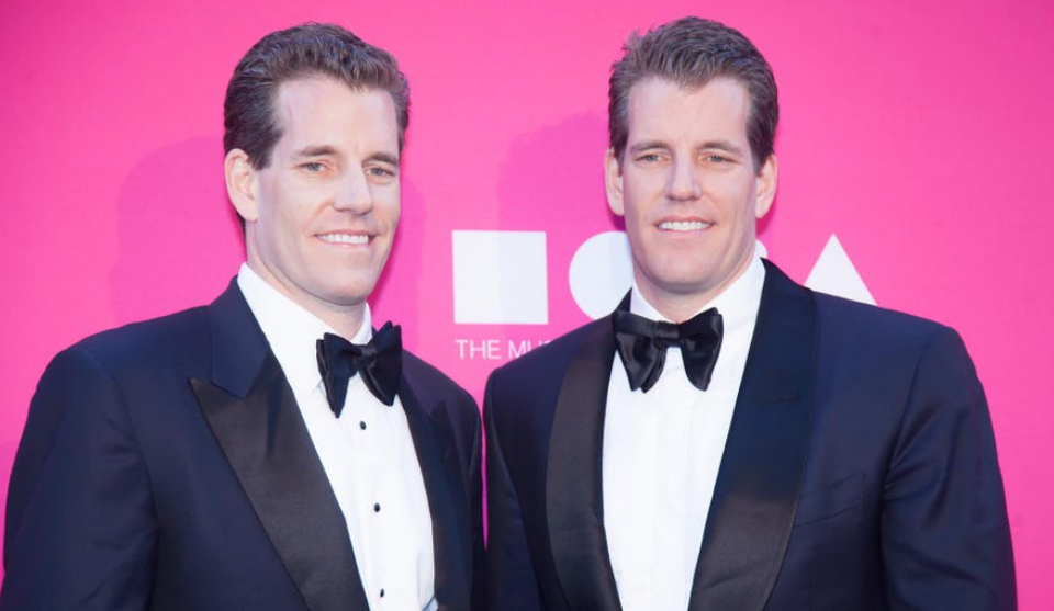 Two brothers, Cameron Winklevoss and Tyler Winklevoss