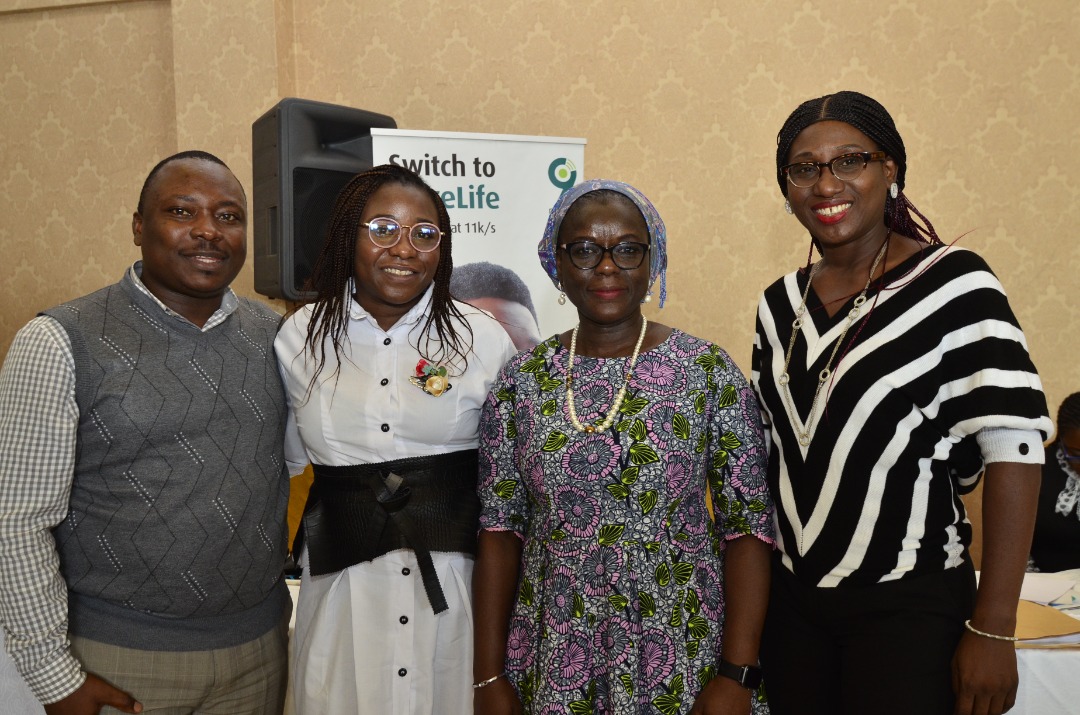 L R PR Specialist 9mobile Joshua Oluranti Manager IT Production Support 9mobile Mofoluke Ojo Head of NCC Lagos office and rep of EVC of NCC Tolulase Omodele Rufai and PR Lead 9mobile Chineze Amanfo during an event to mark Intl Girls in ICT Day 2022 in Lagos