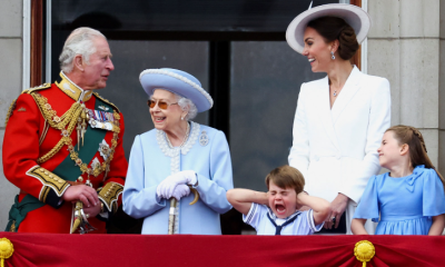 Britain's Queen Elizabeth, Prince Charles and Catherine, Duchess of Cambridge, along with Princess Charlotte and Prince Louis appear on the balcony of Buckingham Palace during the Queen's Platinum Jubilee celebrations in London on June 2. (Hannah McKay/Reuters)