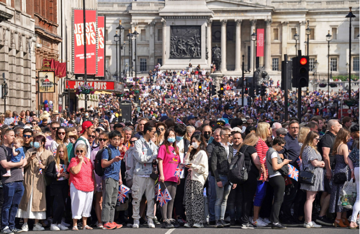 Spectators gather in central London to celebrate 70th Reign Of Queen Elizabeth