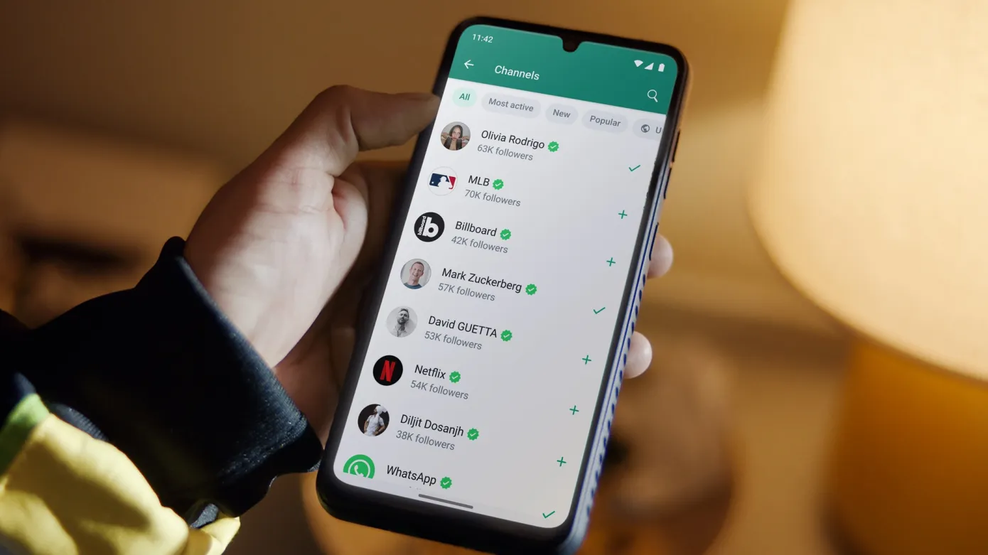 WhatsApp user exploring the new Channels feature in the app interface, highlighting Meta's commitment to private broadcasting and user-friendly interactions