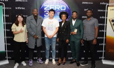 L-R: Doris Zhao, Senior Marketing Manager, Infinix Nigeria; Kagan, Tech Influencer and Creator; Lake Hu, Vice General Manager and Chief Marketing Officer at Infinix Mobility; Yemisi Ode, Integrated Marketing Communications & PR Manager, Infinix Nigeria; Cypher, Tech Influencer and Creator; Yemi Adewunmi, Marketing Manager, Infinix Nigeria at the event of the newly launched Zero 30 phones held recently at Lagos Marriott Hotel Ikeja, Lagos, Nigeria